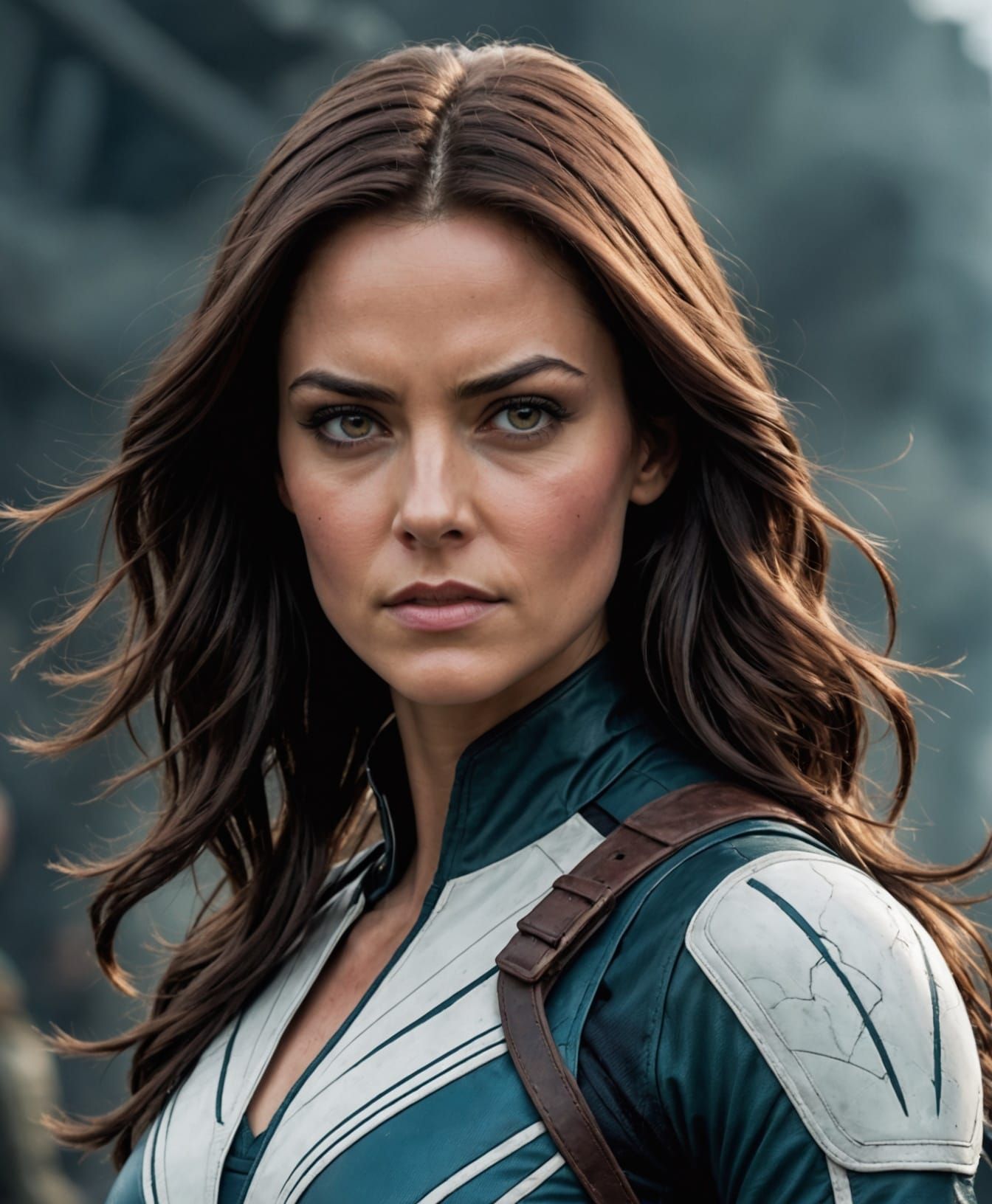 Cinematic Rogue from X-Men in Dark Hair with White Streaks