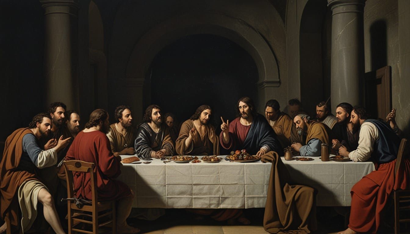 la escena de **La Última Cena** de Jesucristo con sus doce a...