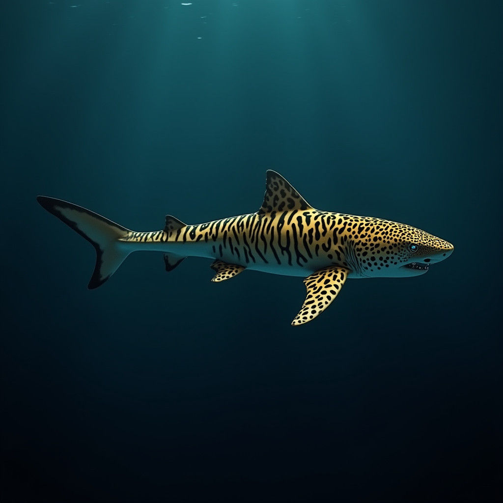 Jaguar-Headed Shark Swimming in a Deep Blue Ocean