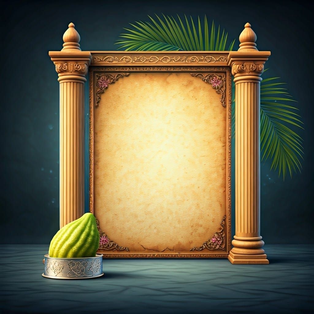 Festive 3D Background with Parchment in Digital Art Style