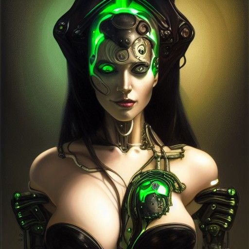 Detailed Cyborg Succubus Goddess Portrait