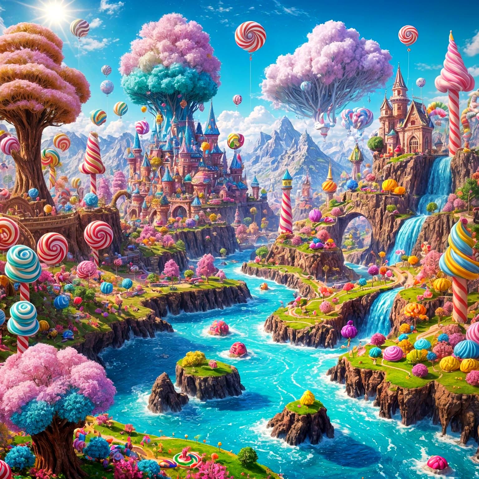 Fantasy Candy Land with Gumdrop Mountains