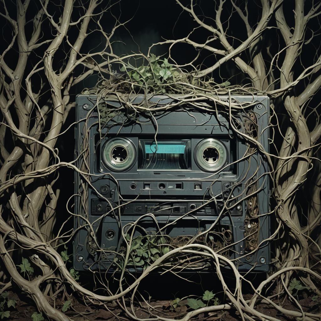 Funeral Service Invades Cassette Tape: Surreal Horror Art