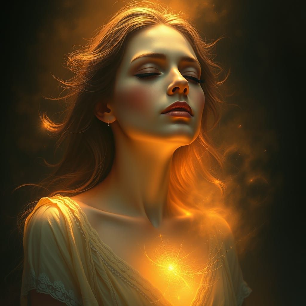 Ethereal Woman Bathed in Divine Light