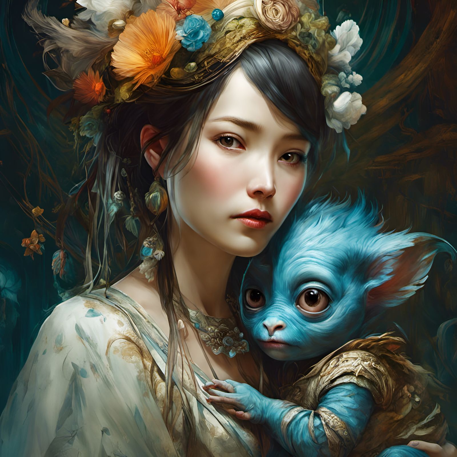 Adorable Monster Mom and Baby Portrait