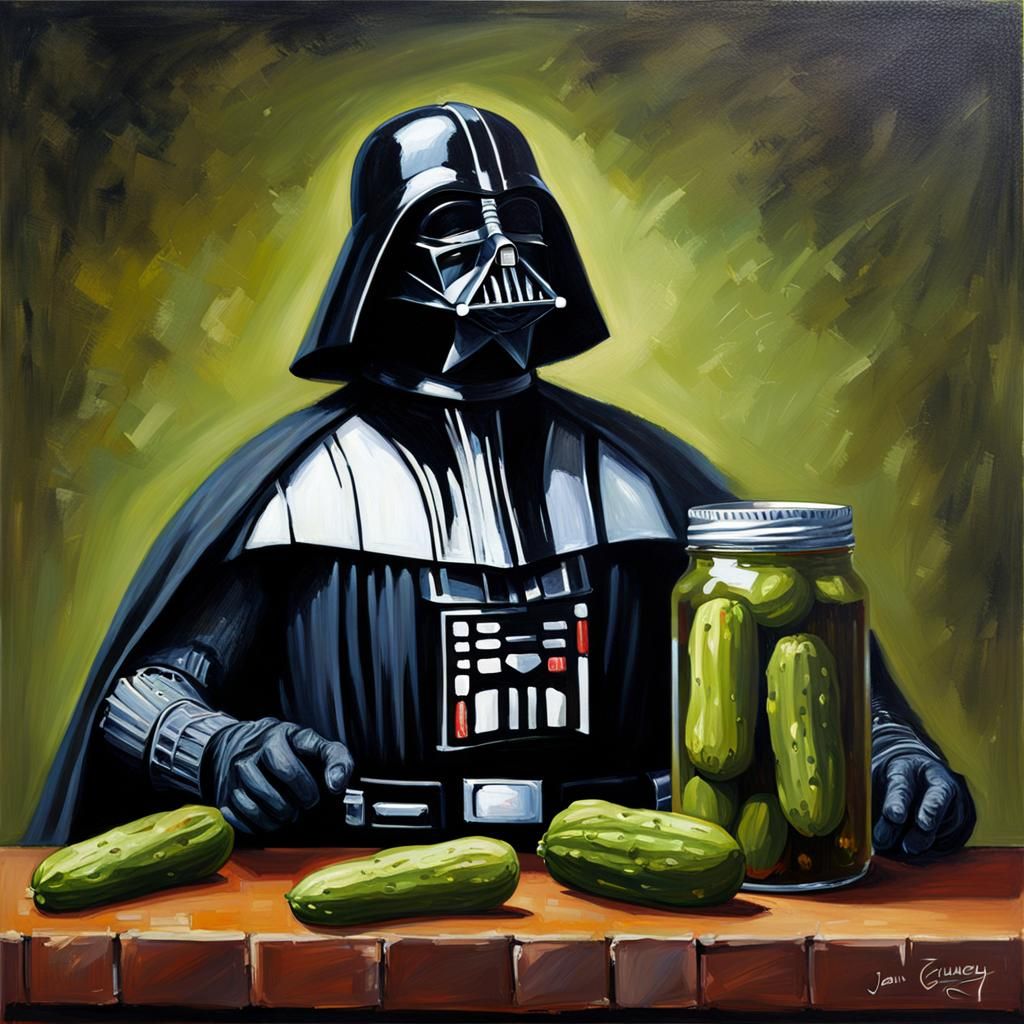 Pickle Darth Vader as Oil Painting