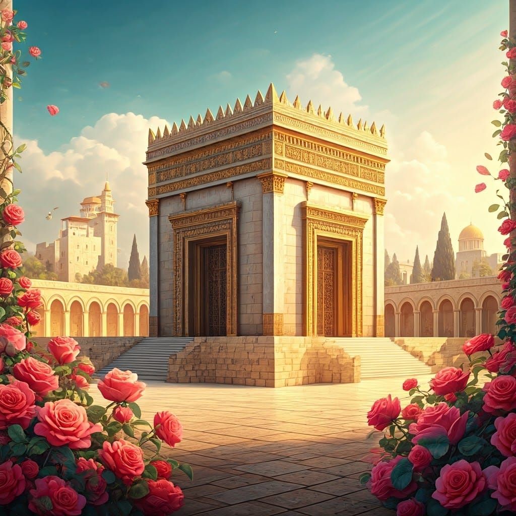 Majestic Jewish Temple in Jerusalem Shines with Divine Light