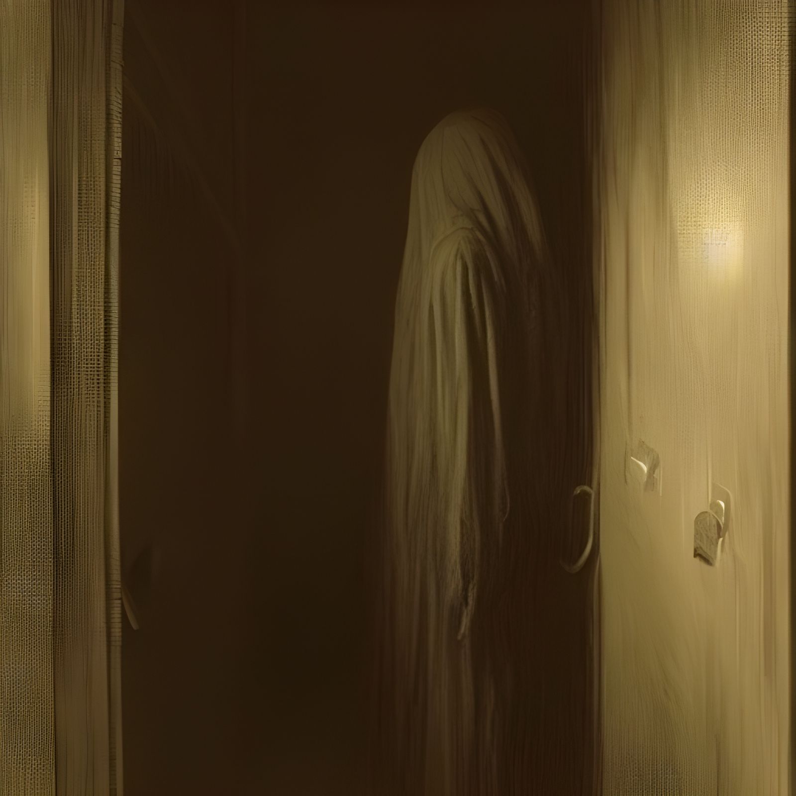 Eerie Dark Figure in Closet, Horror Illustration