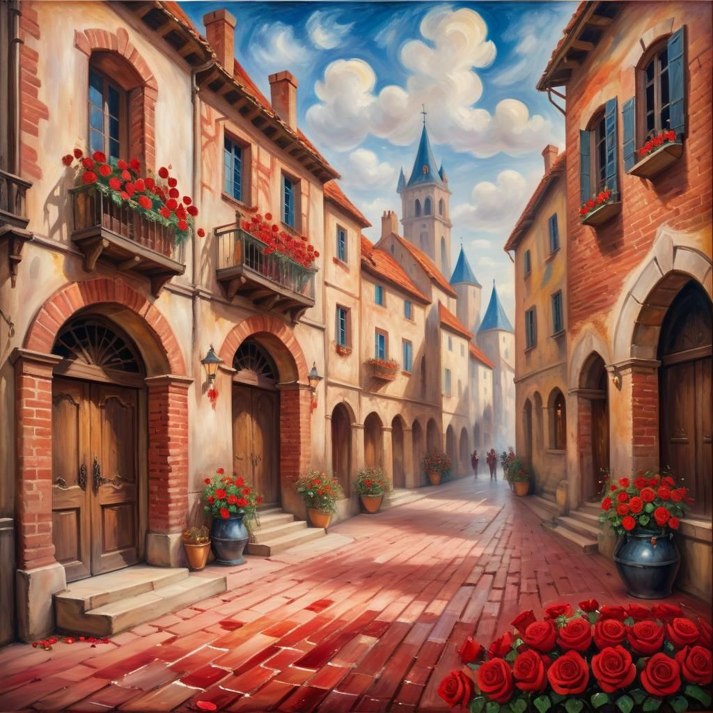 Opera Singer on Stage with Medieval Backdrop