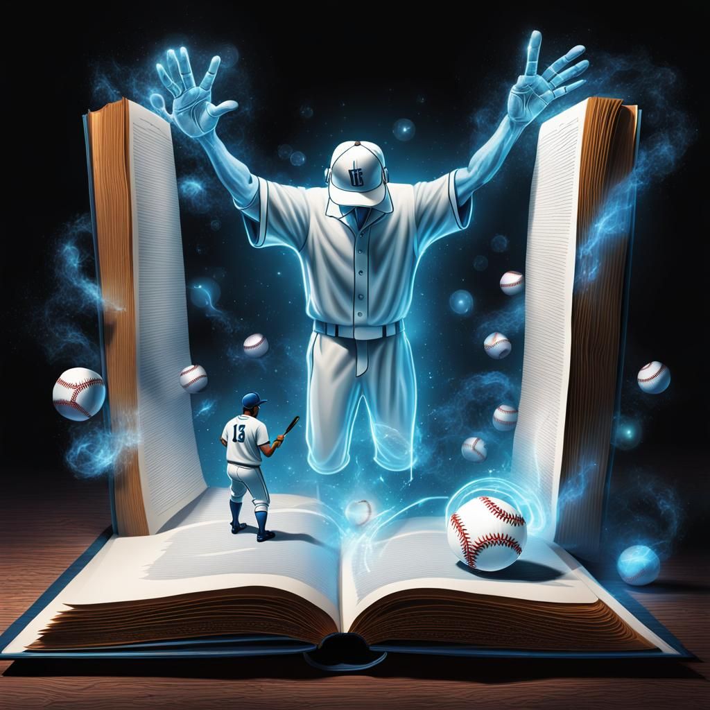 Magical Book in Astral World with Holographic Figures