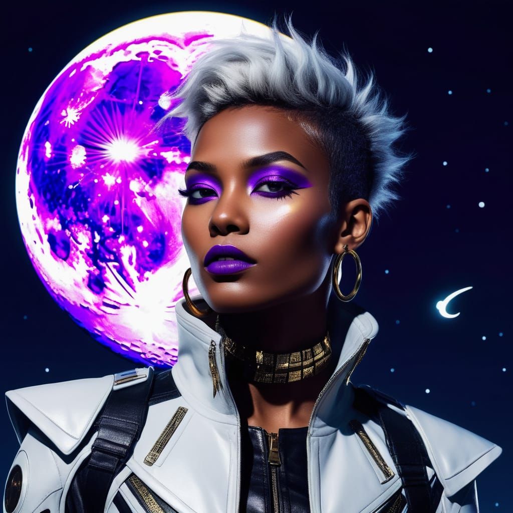 Cyberpunk Noir Portrait in Monochromatic Hues