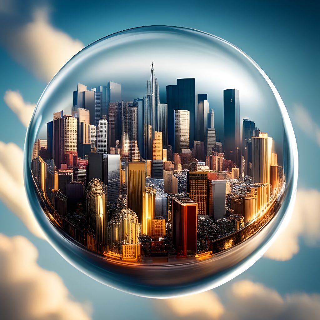 Miniature Cityscape in Glass Sphere, CGI Fine Art