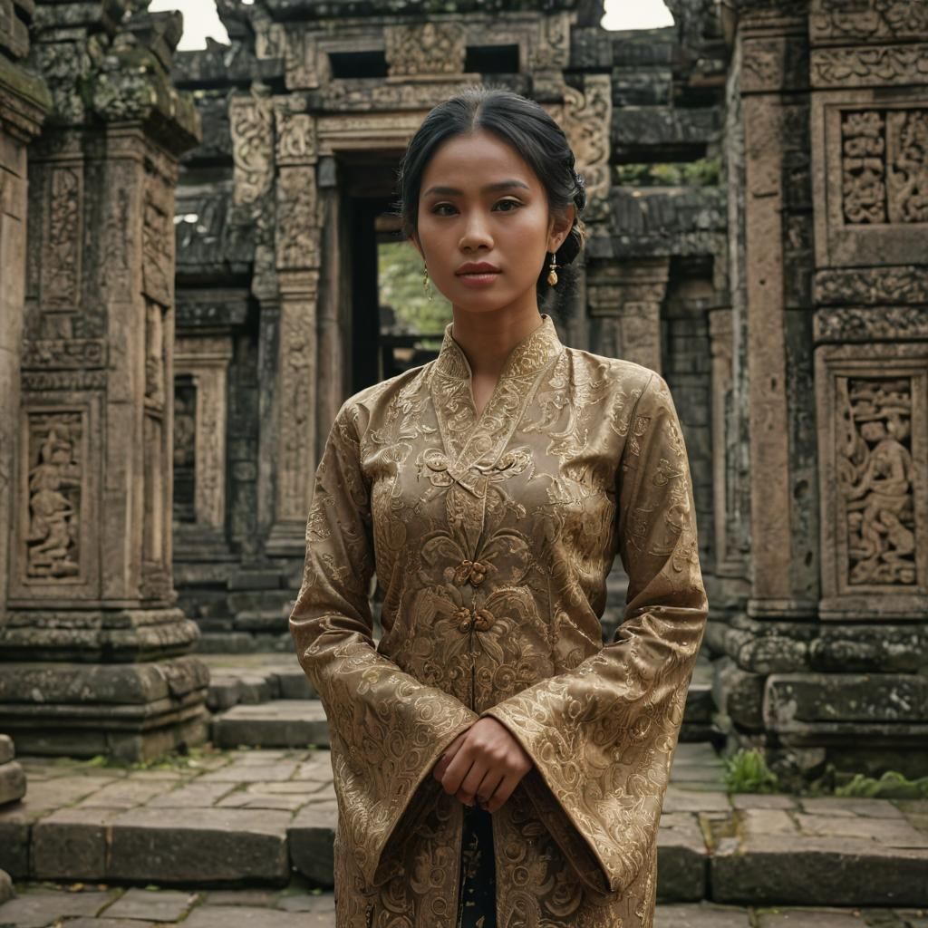 Indonesian Woman in Brocade Kebaya: 3D Photorealistic Model