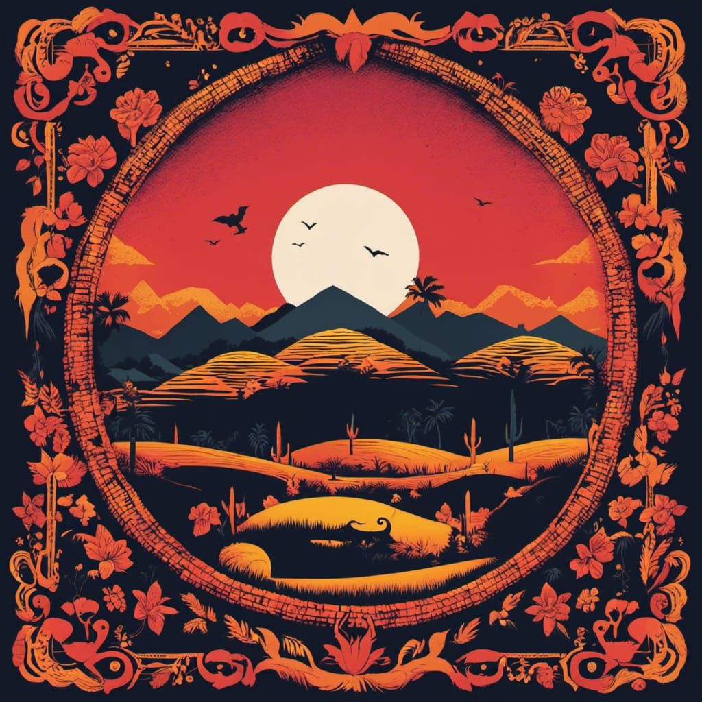 Minimalist Chupacabra with Mexican Motifs