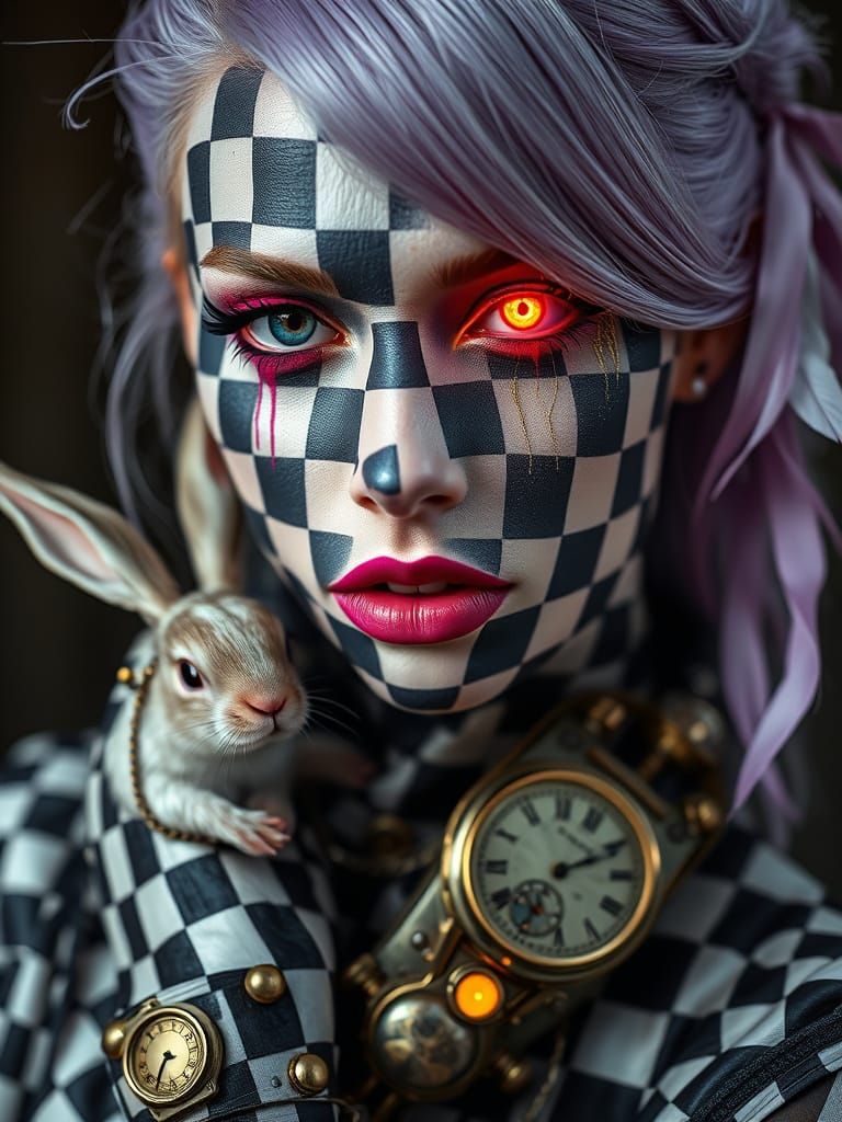 Fashion Editorial: Checkerboard Makeup, Neon & Gold Eyes
