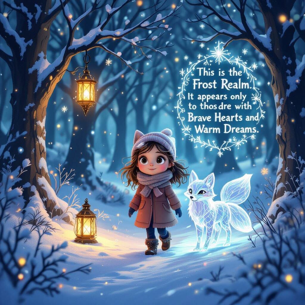 Enchanting Winter Forest with Crystal Fox and Magical Creatu...