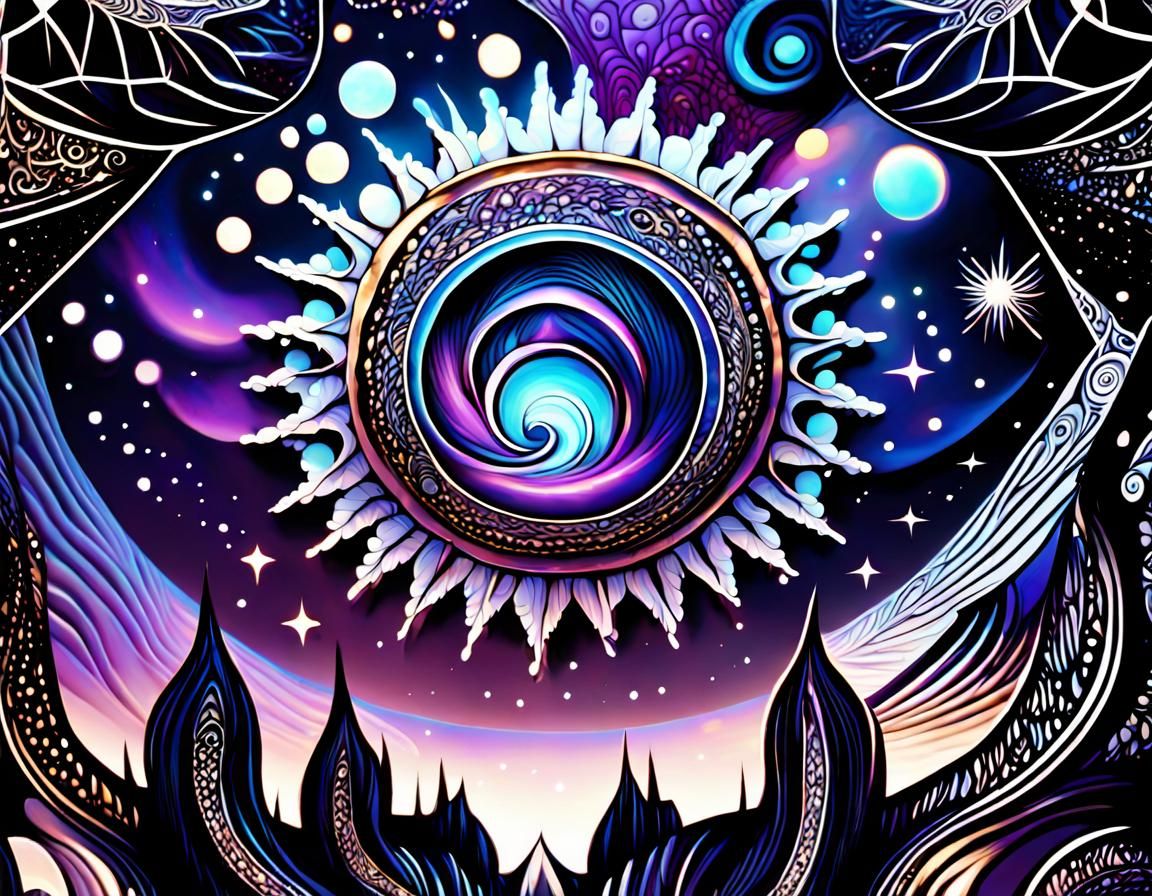 Cosmic Garden: Abstract Fine Line Space Art