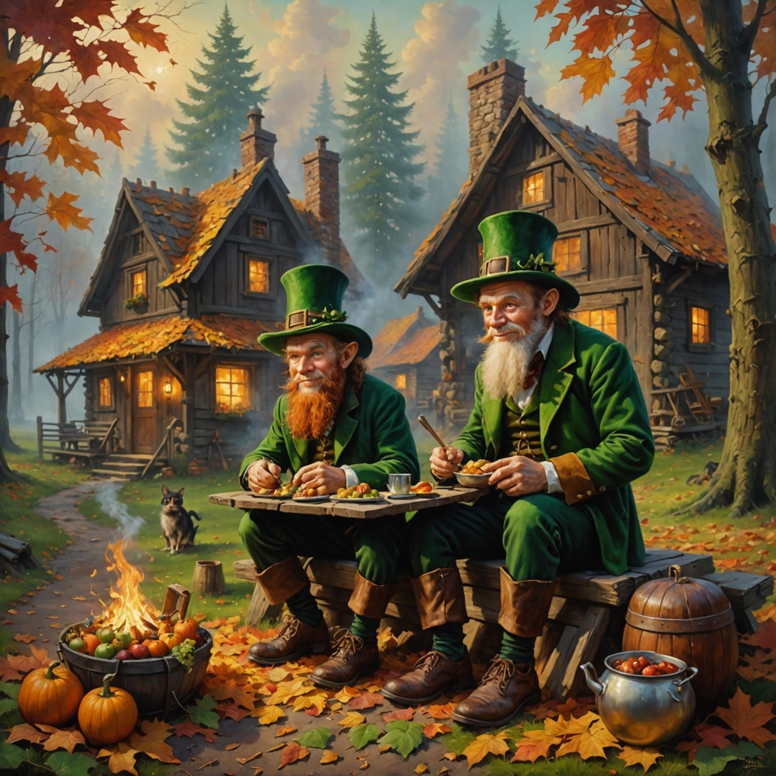 Leprechaun and Goblin Picnic by Moody Cabin