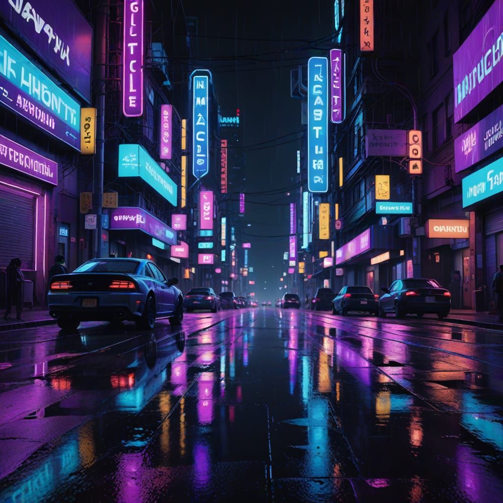 Neon Noir: Electric Avenue at Night