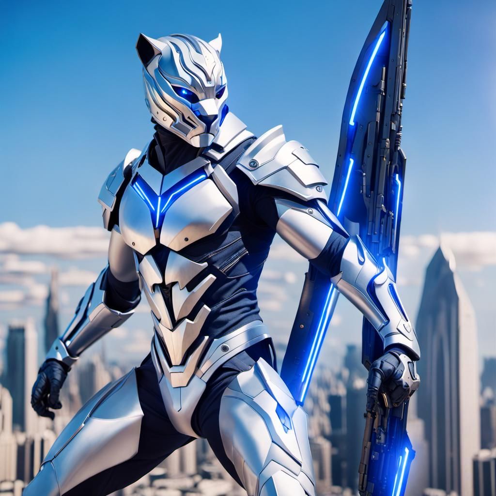 Futuristic Android King in Shining Armor