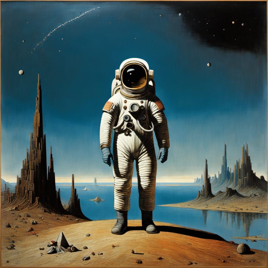 Surrealist Astronaut in a Dreamlike Landscape