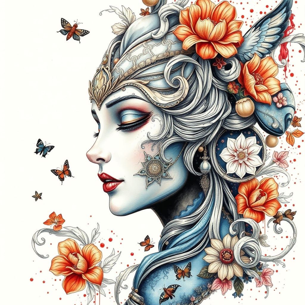 Surreal Muse in Intricate Watercolor Style