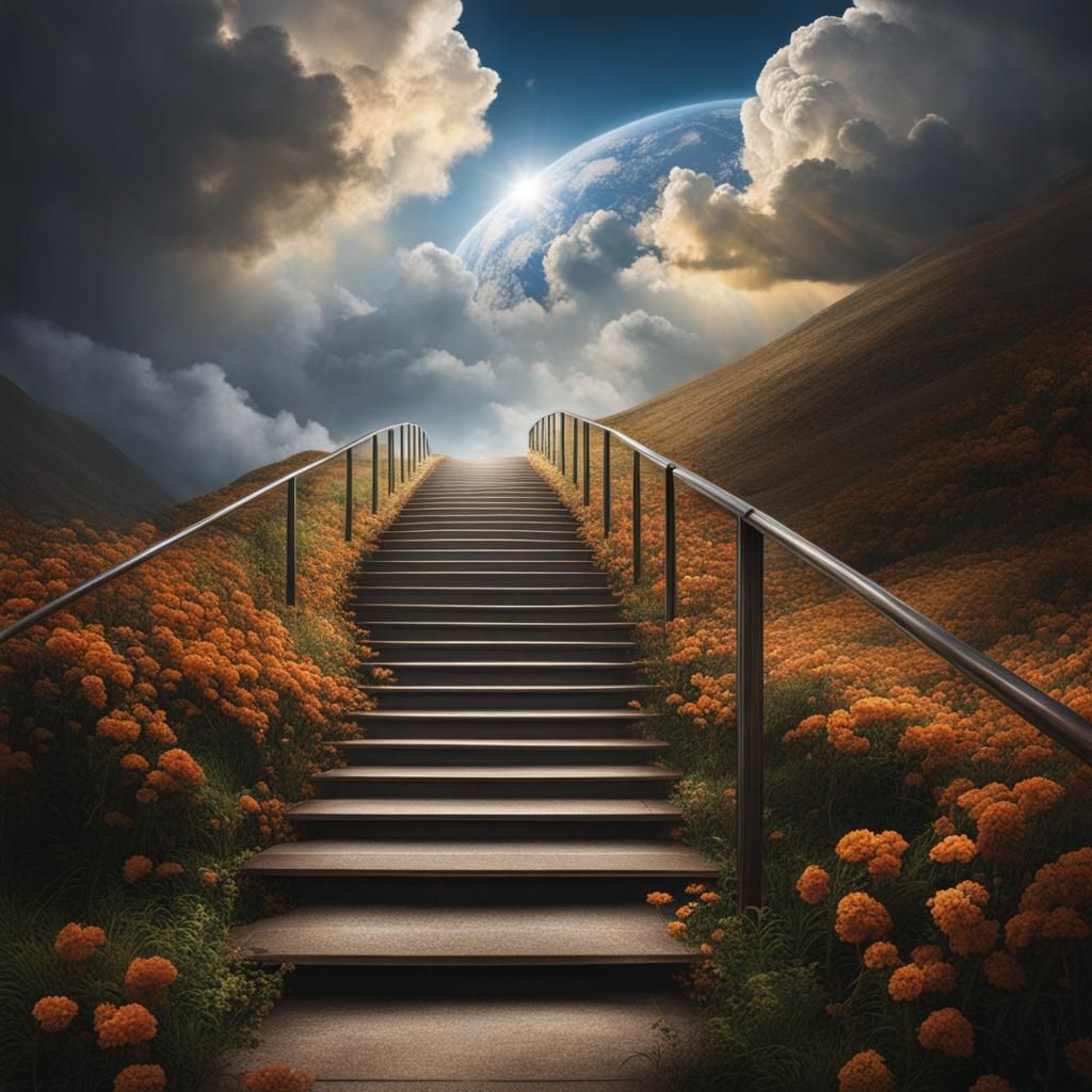 Hyperrealistic Stairway to Heaven Image
