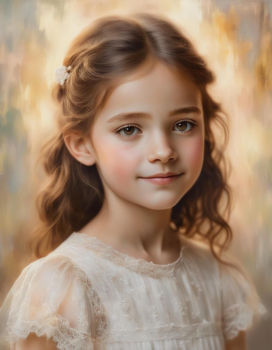 Ethereal Portrait of Girl in Oil Painting Style