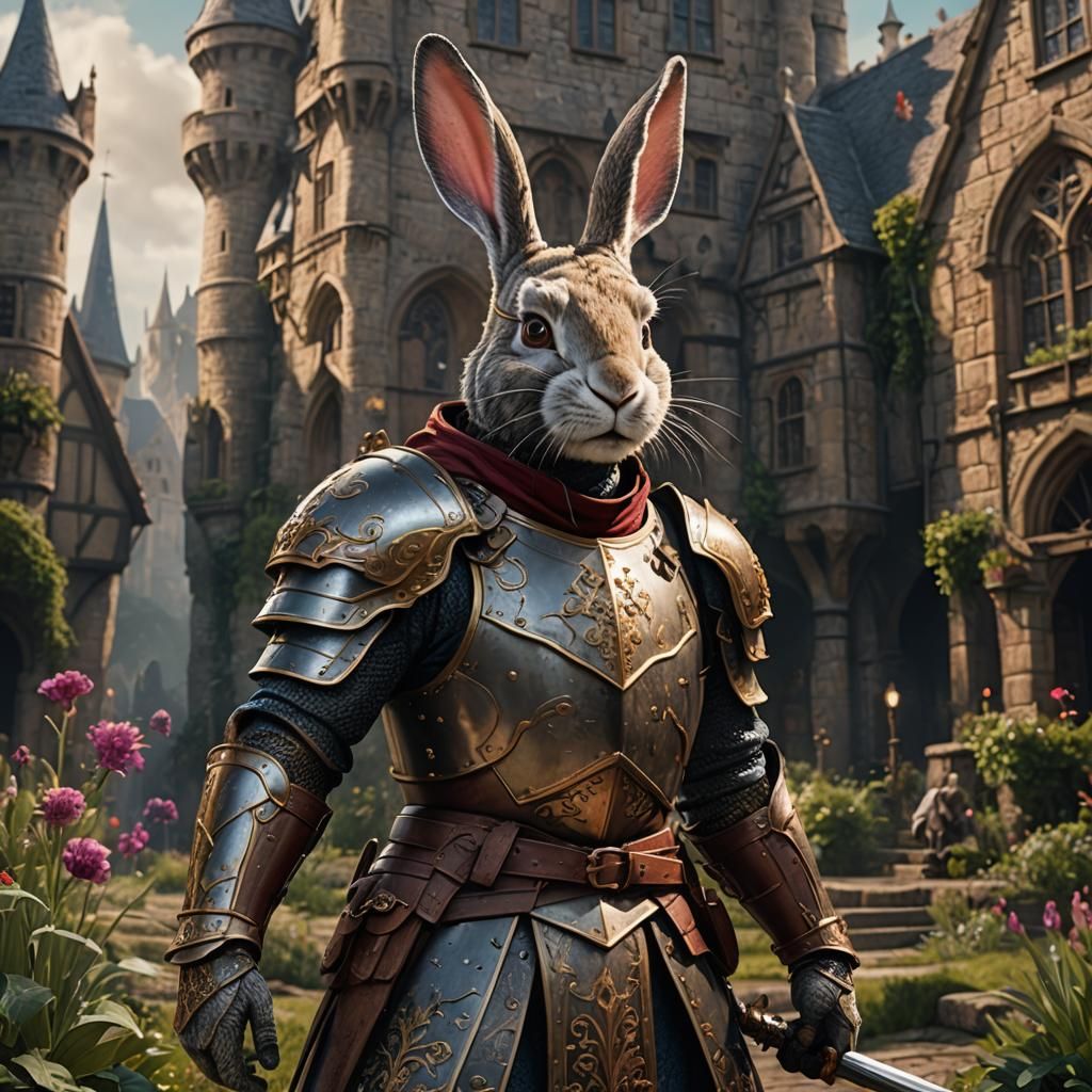 Rabbit Knight: Detailed Matte Painting in 8k