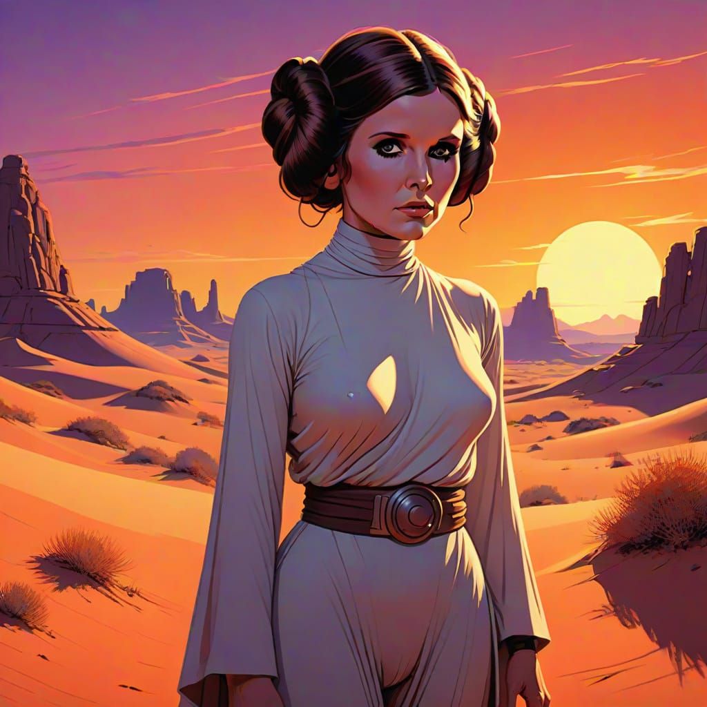 Princess Leia in Desert Vista Fantasy Art
