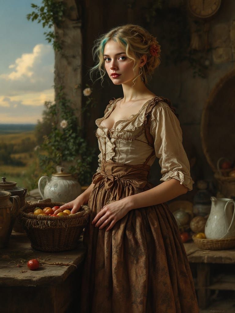 Peasant Life Portrait with Golden Hour Luminosity