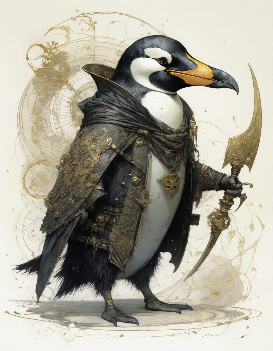Detailed Pirate Penguin Illustration