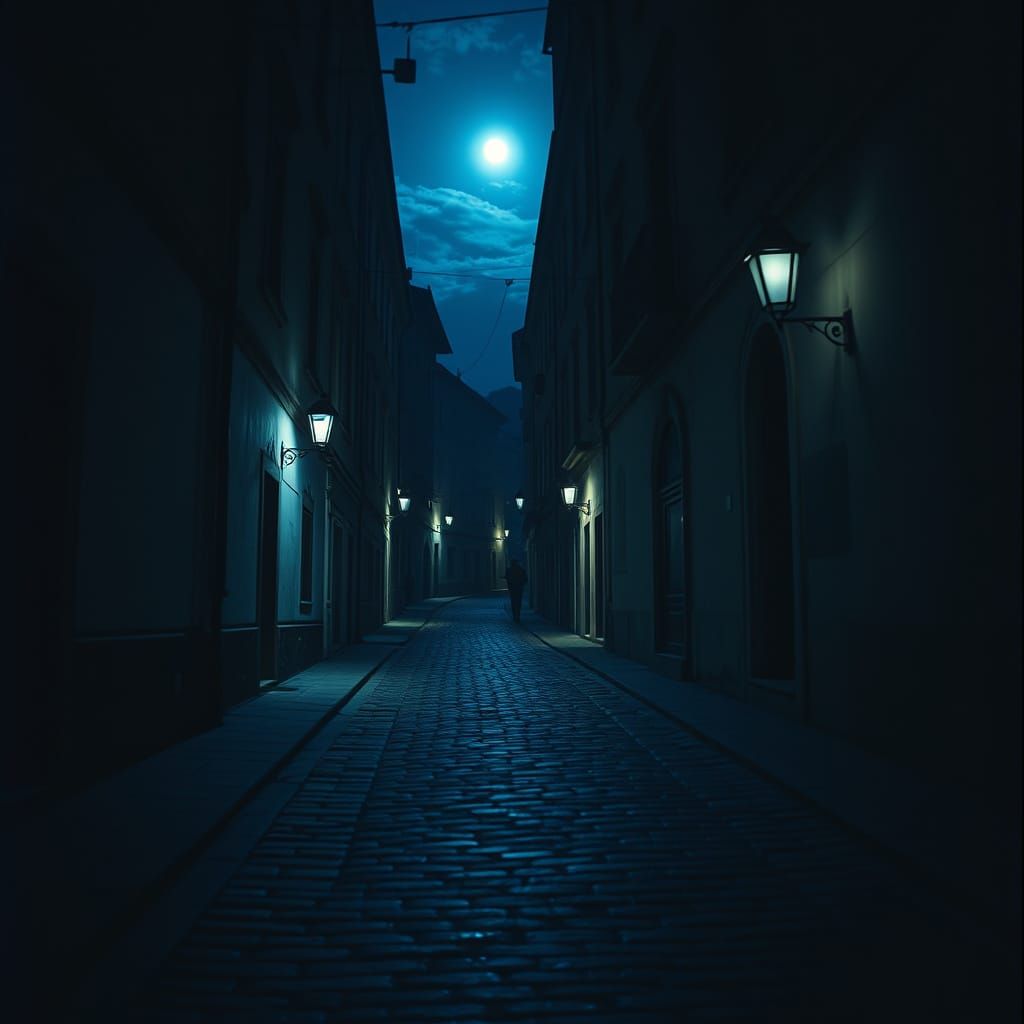 Midnight Shadows in a Forgotten Italian Alleyway