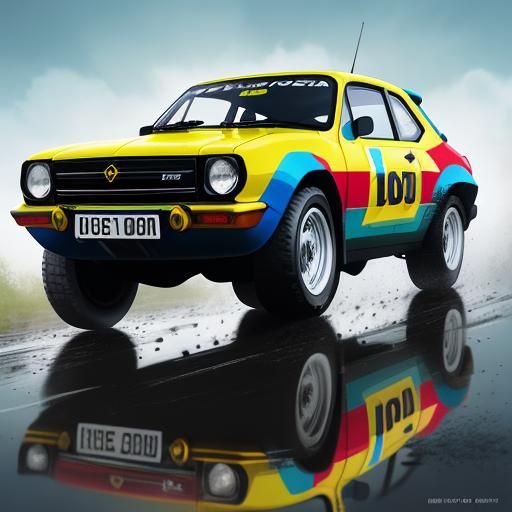 Vauxhall Chevette HSR Rally Jump in Candy Art Style
