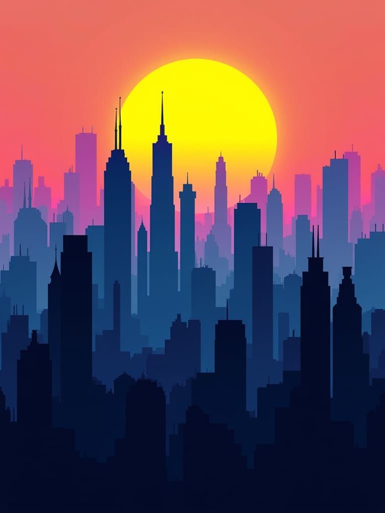 Futuristic Cityscape with Neon Skyscrapers