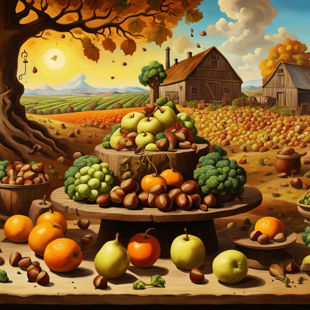 Surreal Autumn Harvest in Salvador Dali Style