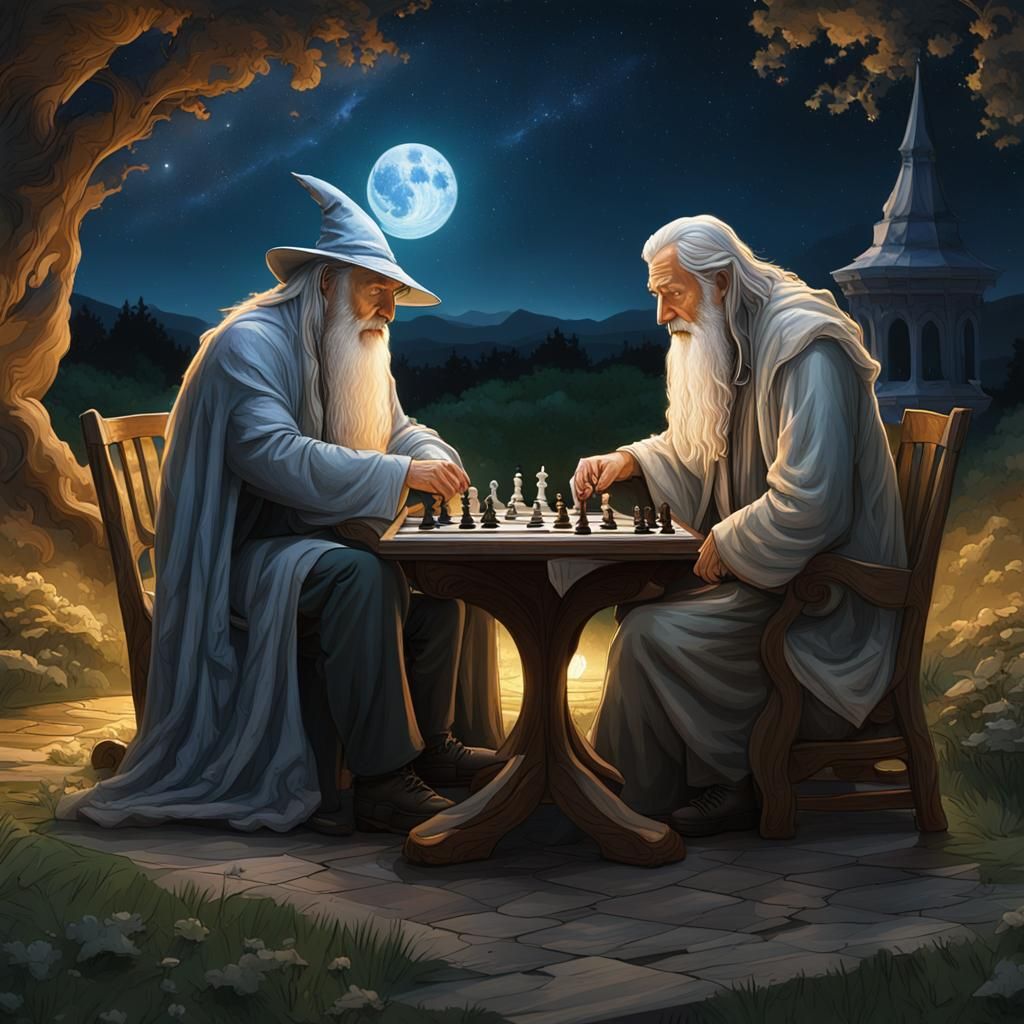Gandalf and Saruman Play Chess Under the Stars