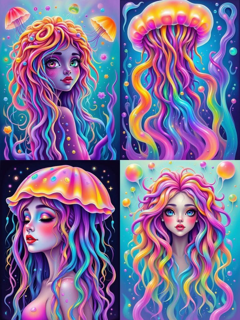 Cartoon Gelatin Woman with Gummy Worm Hair