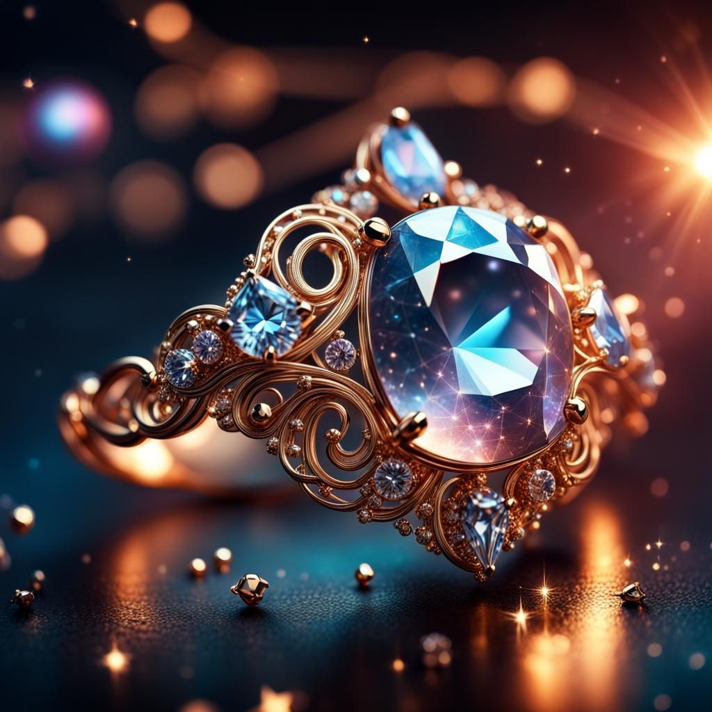 Glowing Gem Jewelry with Constellations in HDR