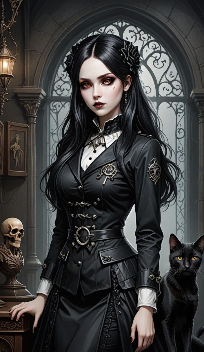 Most beautiful attractive alluring Gothic  vet , high quality, clinic background,
