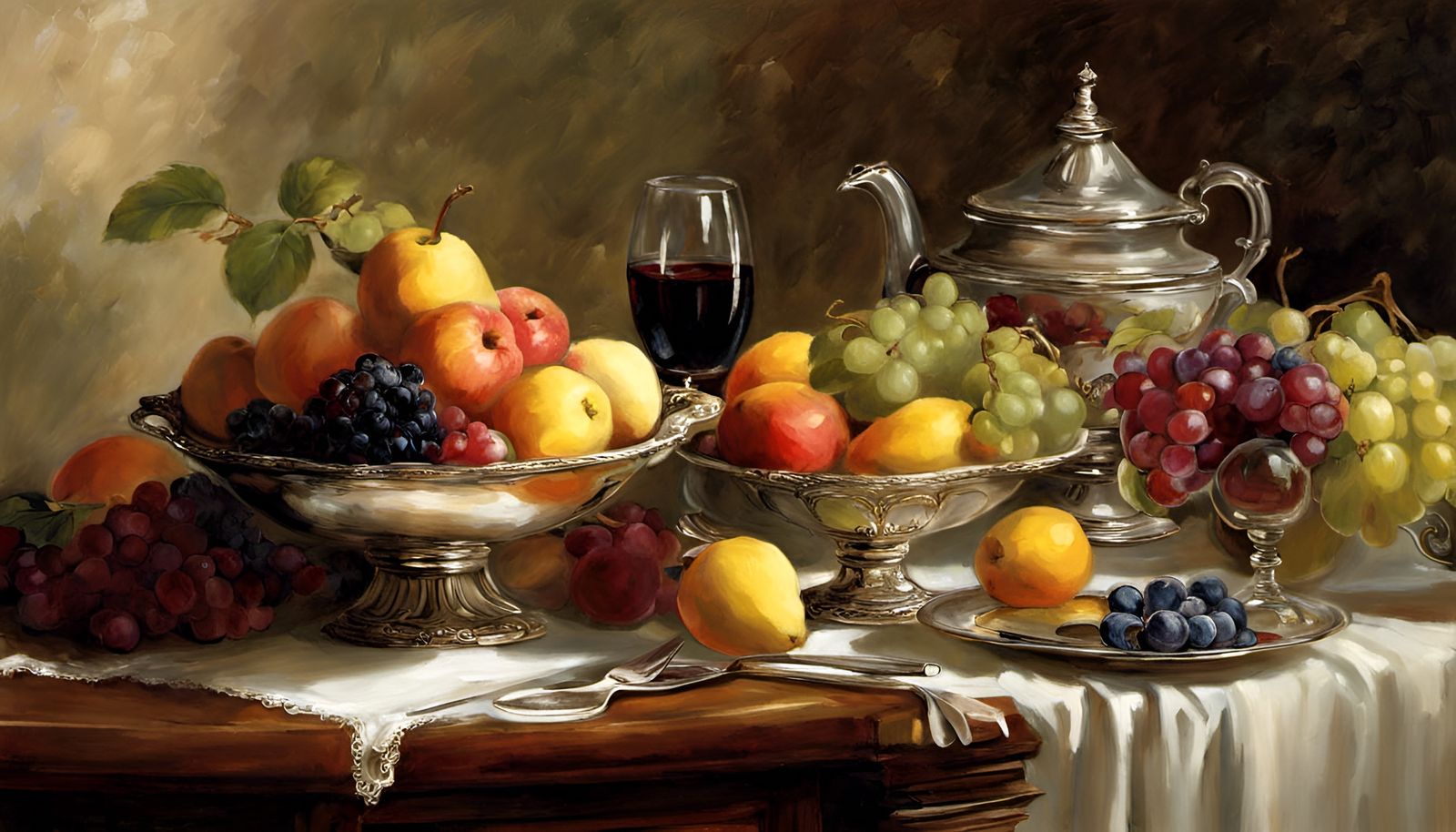 Elegant Table set with An Elegant, Delicious Bowl of Fresh Fruit
