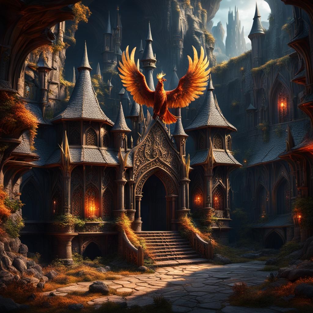 Detailed Medieval Phoenix Lair Concept Art