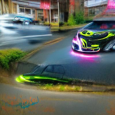 Hyperrealistic JDM Car Drifting with Neon Lights