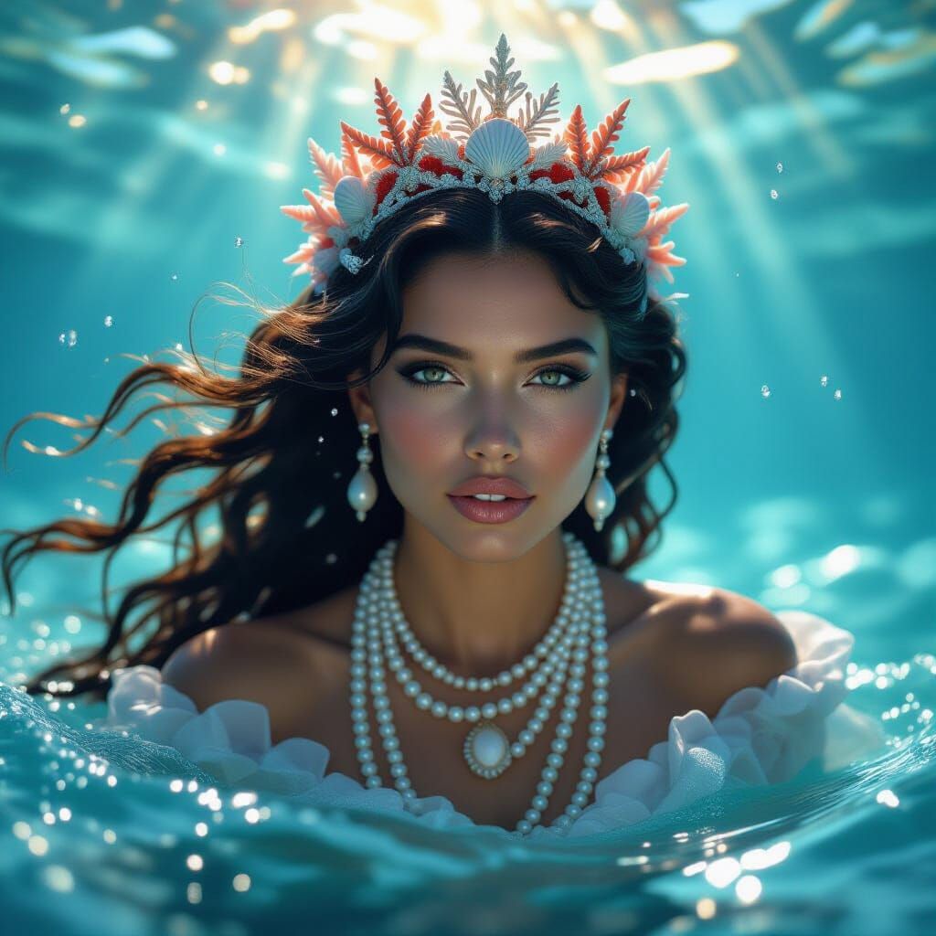 Ocean Queen Rises from Waves with Coral Crown