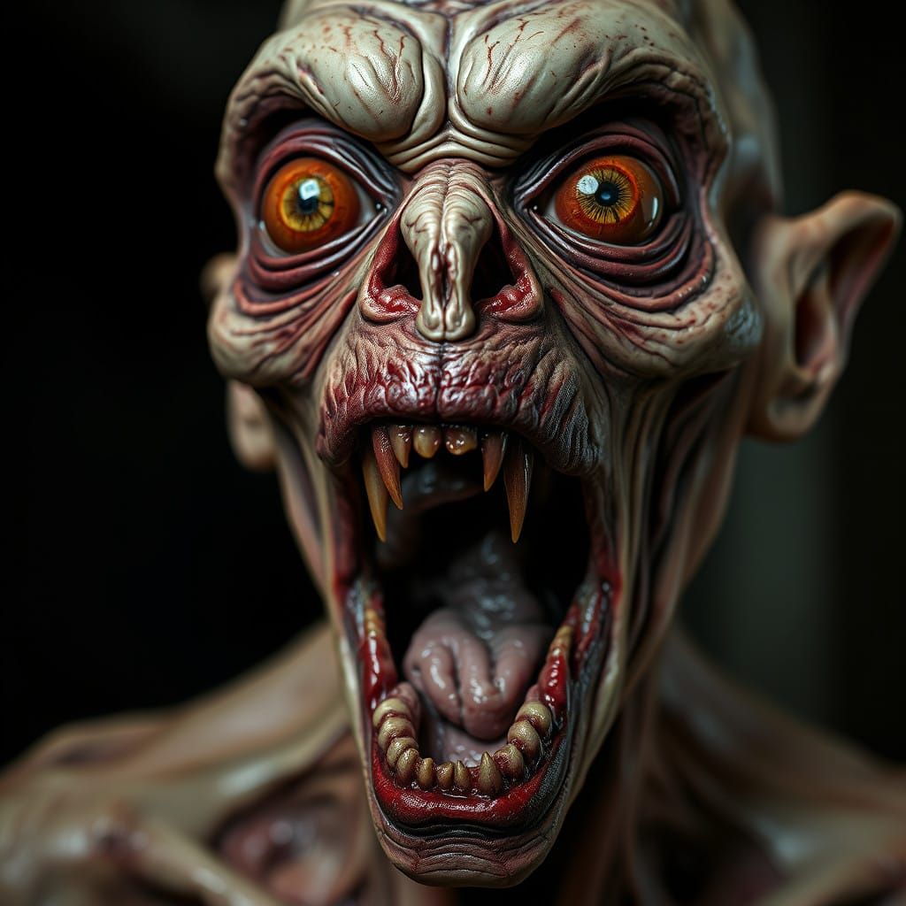 Surreal Portrait of a Grotesque Creature in Deep Distress