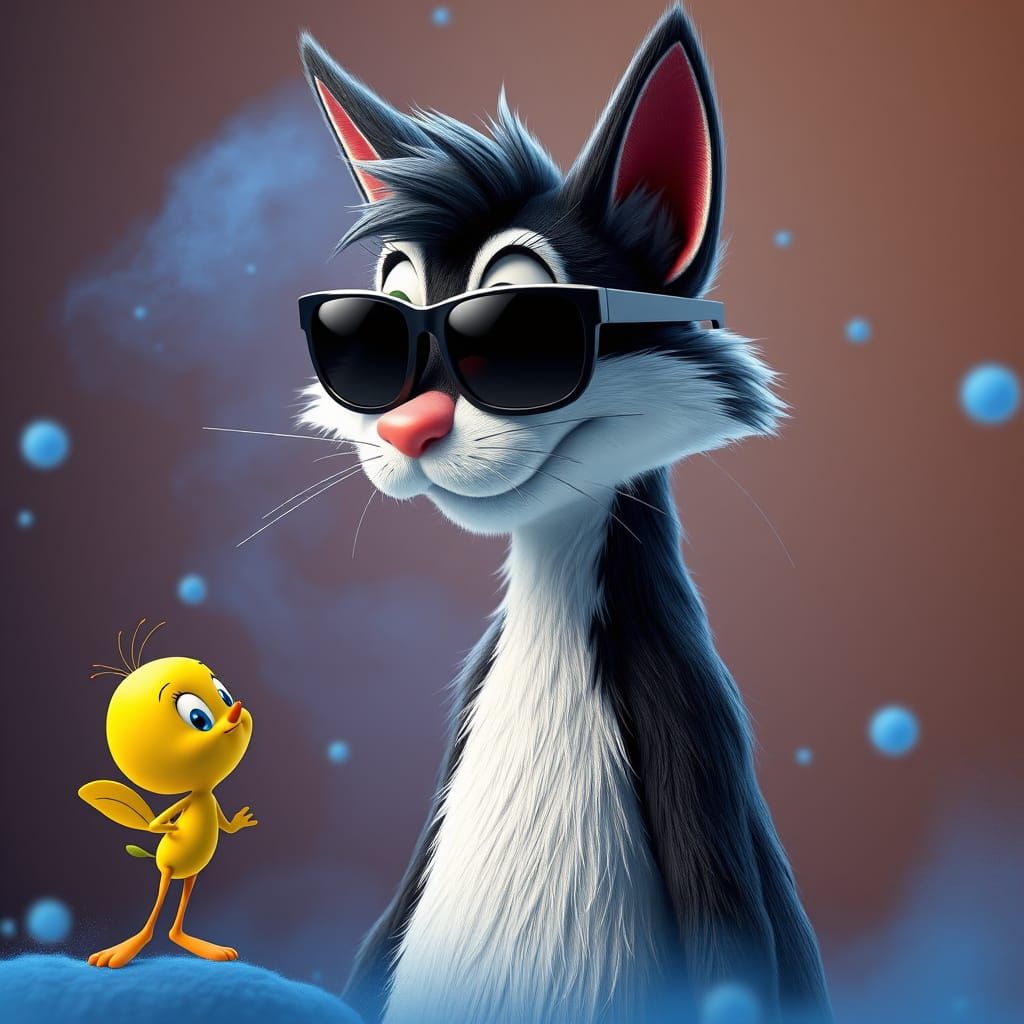 Whimsical Sylvester Cat in Cinematic 3D