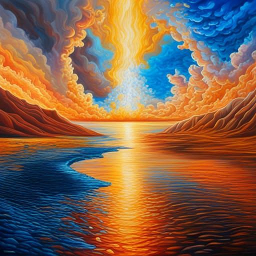 The Four Elements Combined: Expressionist Oil Painting