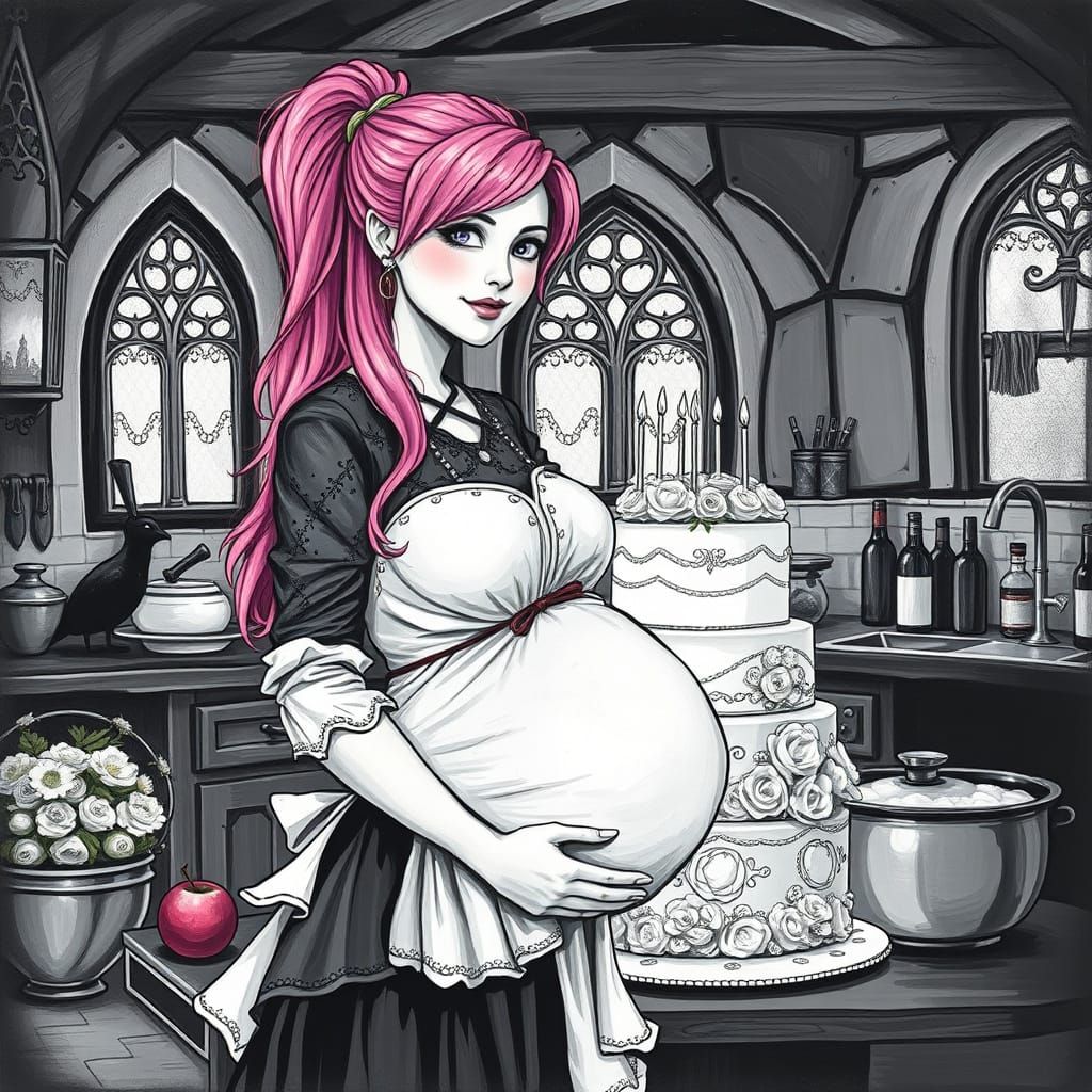 Gothic Bride Bakes Wedding Cake with Joy