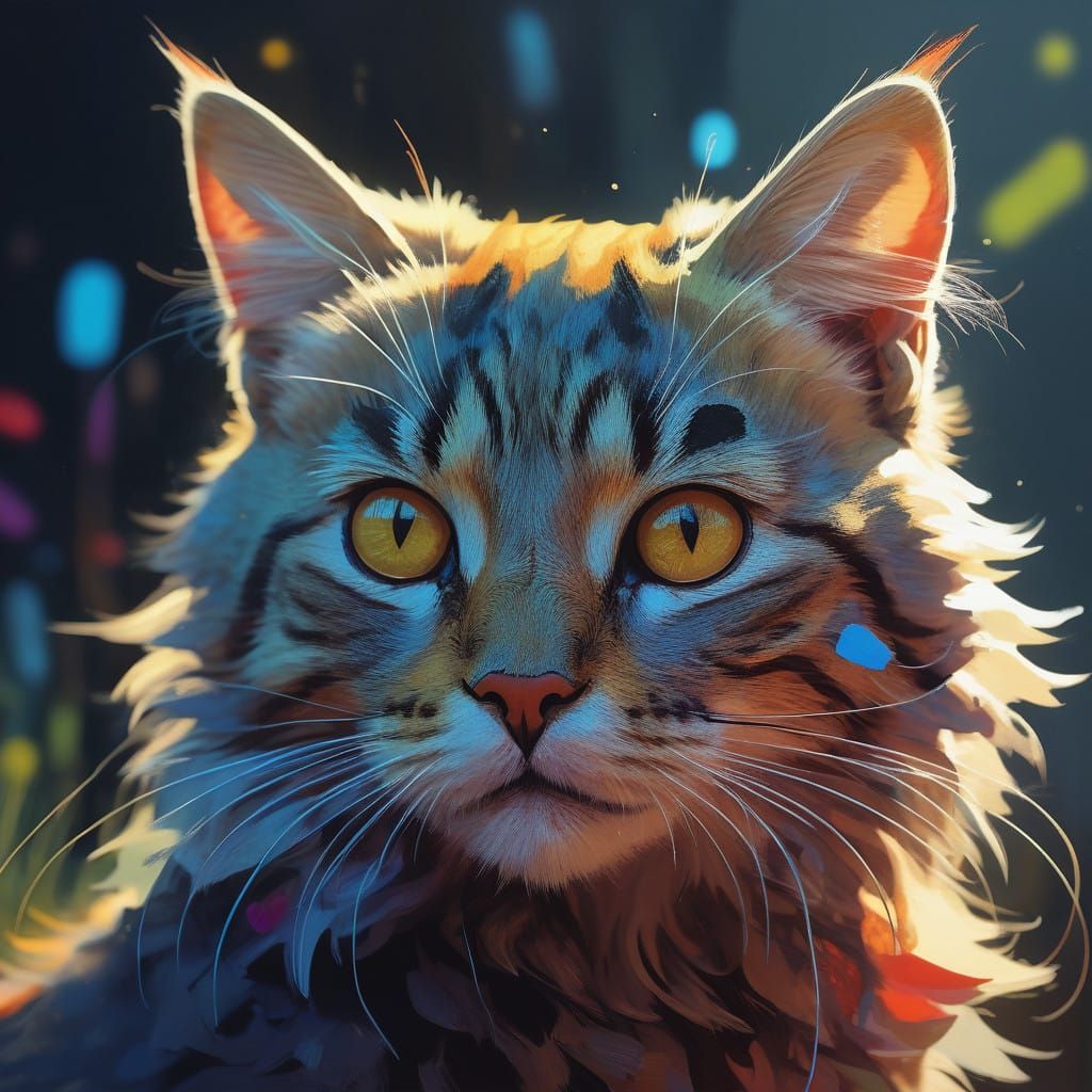 Charming Hyperrealistic Kitten with Vibrant Background