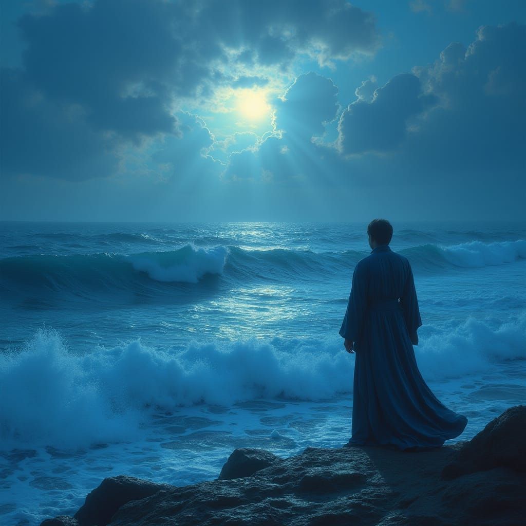 Ethereal Silhouette on a Twilight Ocean Dreamscape